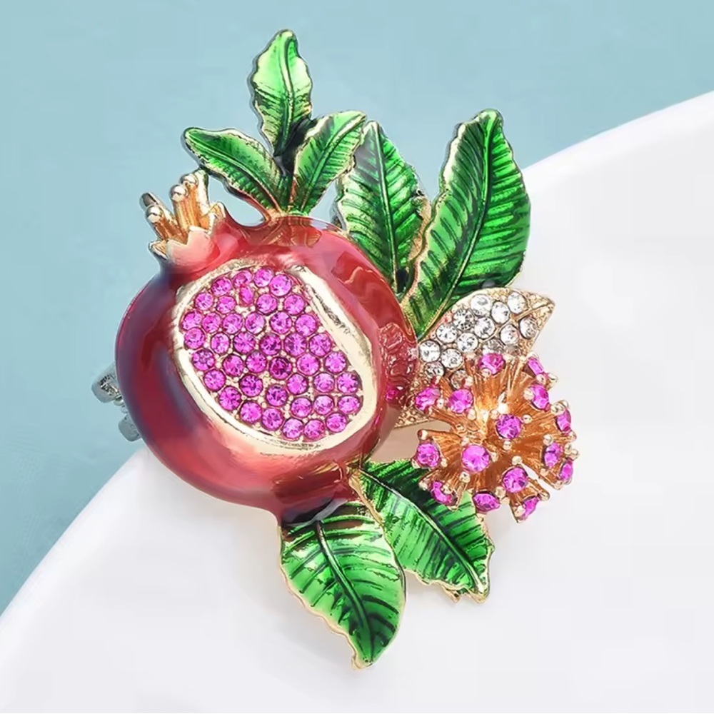 Pink Pomegranate Crystal Brooch